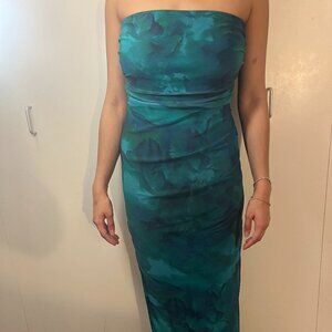 Blue long dress with slit (size:S)